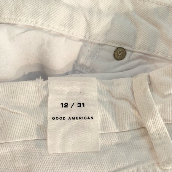 NWT Good American Good Girlfriend Distressed High Waisted Ankle White Jeans 12 - Picture 9 of 10